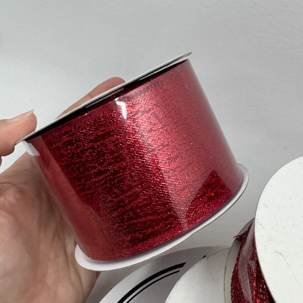Set of 4 Red Wired Ribbon